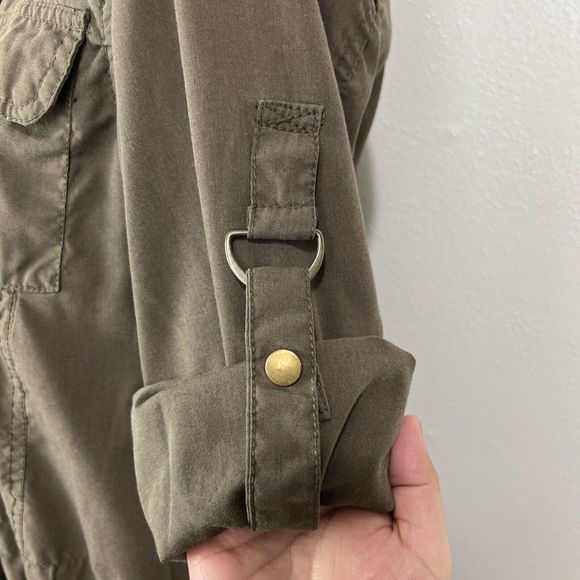 New Look Jacket Women Small Green Military Utility Zip Up Cotton Outerwear - Picture 10 of 15